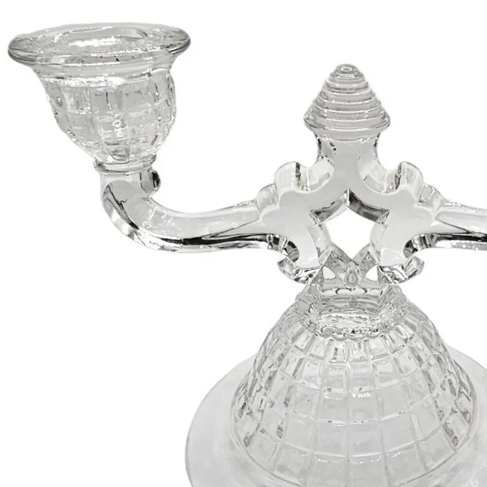 Victorian Clear by Heisey Double Taper Candlestick - Vintage MCM‎ Home Decor